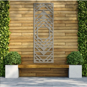 Decorative Garden Screen Trellis - Cube - Stone Grey - 600mm x 1800mm x 6mm