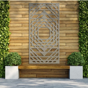 Decorative Garden Screen Trellis - Cube  - Stone Grey - 900mm x 1800mm x 6mm
