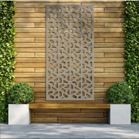 Decorative Garden Screen Trellis - Moderna - Stone Grey - 900mm x 1800mm x 6mm