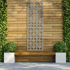 Decorative Garden Screen Trellis - Quattro - Stone Grey - 600mm x 1800mm x 6mm