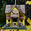 Decorative Hanging Bird House Garden Lodge Birdbox Yellow Bird Nesting Box with Moss Details