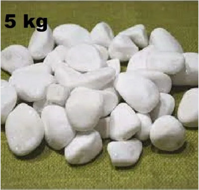 Decorative MARBLE EXTRA WHITE Stones  Pebbles  HOME & GARDEN  AQUARIUM 5kg - 5