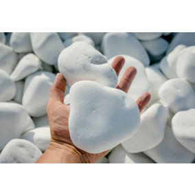 Decorative MARBLE EXTRA WHITE Stones / Pebbles HOME & GARDEN AQUARIUM Large 50kg