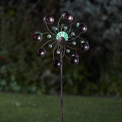 Decorative Solar Powered Light Up Garden Wind Spinners With Colour Changing LED Lights