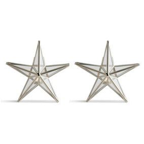 Decorative Star Tealight Small Metal Candle Holder - Set of 2