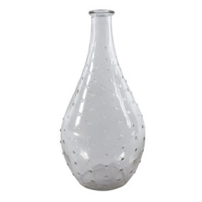 Decorative Stem Bottle Vase, Bubble Design, Clear Glass. (H20 cm)