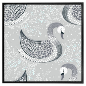 Decorative swans (Picutre Frame) / 12x12" / Grey