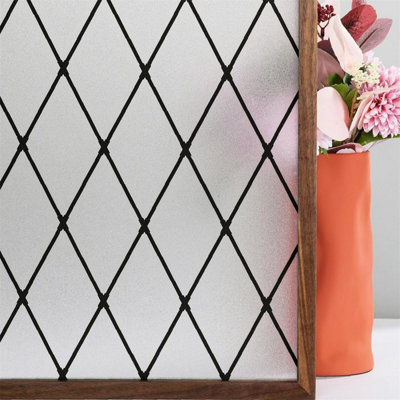 Decorative window film, frosted black checkerboard pattern ...