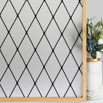 Decorative window film, frosted black checkerboard pattern ...