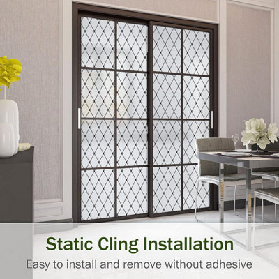 Decorative window film, frosted black checkerboard pattern ...