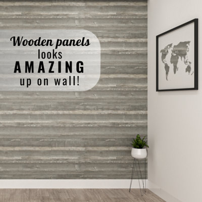 Decorative Wood Panelling 0.5m² Timber Planks - Grey Vintage Retro Accent Wooden 3D Wall Covering - Multi-Purpose Wood Wall Panels - 8
