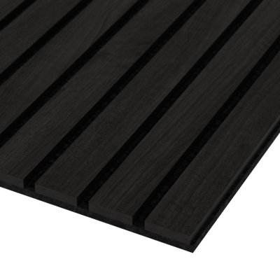 Decorative wood slat wall panel in midnight black 240cm x 60cm with ...