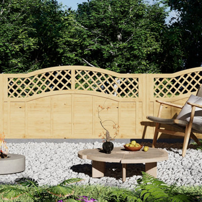 Decorative Wooden Fence Panel with Lattice Accent Stylish & Sturdy Garden Divider H120 x W180cm