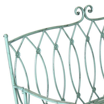 Decorative Wrought Iron Outdoor Rustic Bench - Sage Green - 4