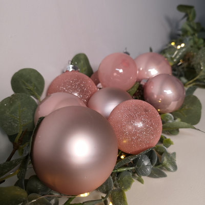 Decoris Luxury 42 Piece Blush Pink Glass Christmas Tree Baubles Set Price Comparisons | Compare The Build
