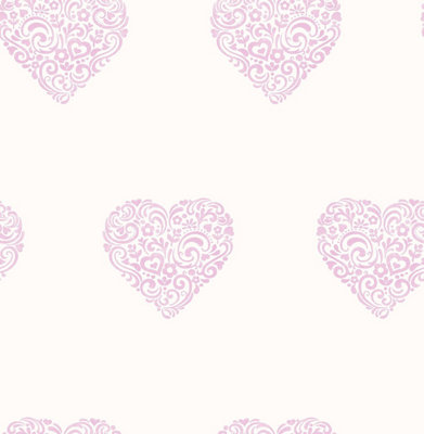 Decorline Carousel Purple Hearts Kids Nursery Wallpaper DL21114 - Kids room, Nursery, Playroom