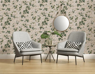 Decoro White Brick Ivy Wallpaper AS Creation 980434