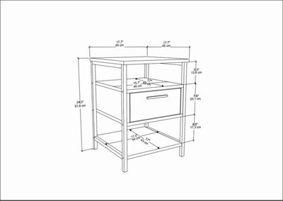 Decorotika Alba 1 Drawer Open Shelf Nightstand Bedside Table