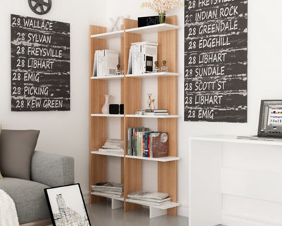 Decorotika Alice Corner Bookcase (White and Cordoba)