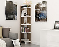 Decorotika Alice Corner Bookcase (White and Walnut Pattern)
