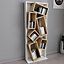 Decorotika Carmen Assymetrical Design Bookshelf, Shelving Unit, Display Unit with 6 Shelves - White and Oak Pattern