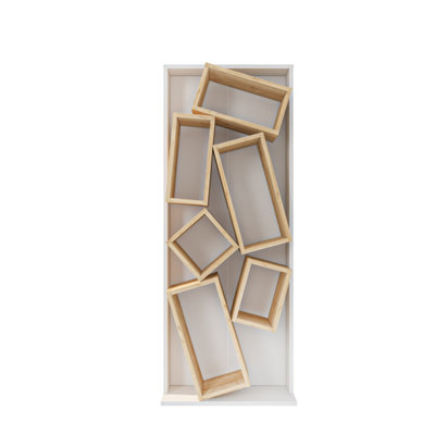 Decorotika Carmen Assymetrical Design Bookshelf, Shelving Unit, Display Unit with 6 Shelves White & Sapphire Oak