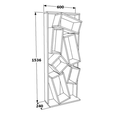 Decorotika Carmen Assymetrical Design Bookshelf, Shelving Unit, Display Unit with 6 Shelves White & Sapphire Oak