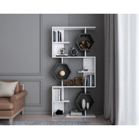 Decorotika Darla Bookcase, Bookshelf, Shelving Unit, Display Unit - Black and Oud Oak Pattern