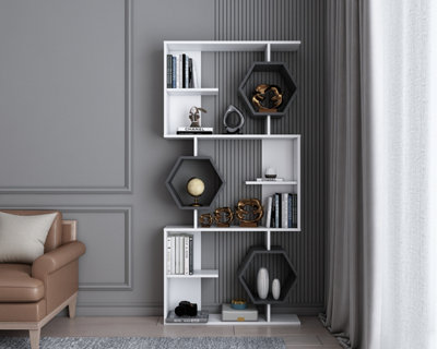 Decorotika Darla Bookcase, Bookshelf, Shelving Unit, Display Unit - White and Anthracite