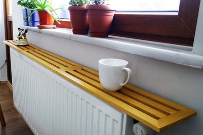 Wooden radiator deals shelf