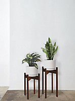 Decorotika Floret Handmade Solid Wood Plant Stand Set - Dark Colour