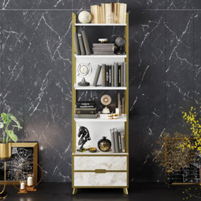 Decorotika Frida Luxury 5-tier Bookcase Shelving Unit with Cabinet
