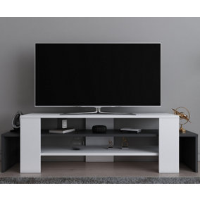 Decorotika Lenora TV Stand TV Cabinet Multimedia Unit with Open Shelves - White and Anthracite