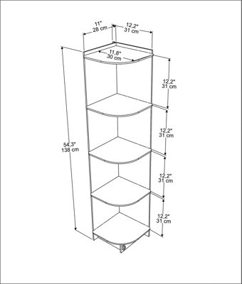 Decorotika Liva Corner Bookshelf Bookcase