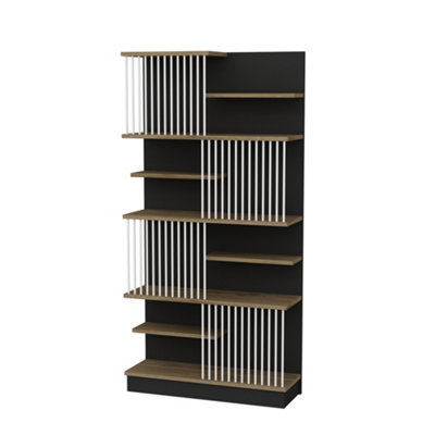 Armen matte black finish metal store round bookcase by inspire q modern