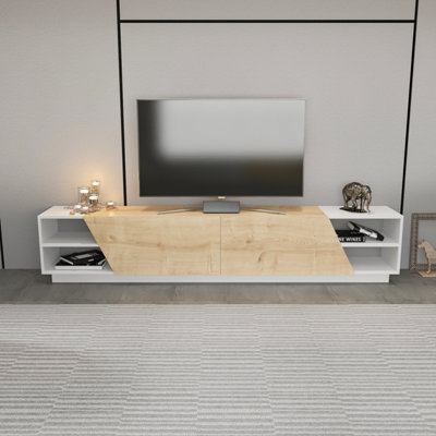 Decorotika Rhodes TV Stand TV Unit for TV's up to 106 inch Oak White