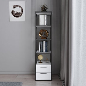 Decorotika Robins 4-tier Bookcase Bookshelf with Two Drawers (Black and White)