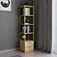 Decorotika Robins 4-tier Bookcase Bookshelf with Two Drawers (Gold Colour And Oak Pattern)