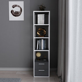Decorotika Robins 4-tier Bookcase Bookshelf with Two Drawers (White and Grey)