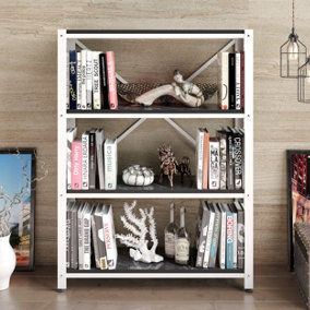 Decorotika Shenna 3-tier Bookcase Shelving Unit (White and Black Marble Effect)