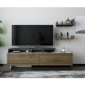 Decorotika Tamy TV Stand TV Cabinet TV Unit with Two Cabinets and Wall Mounted Shelves