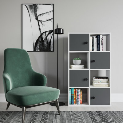 Decorotika Tasso 4-tier and 4 Cabinets Bookcase White & Anthracite