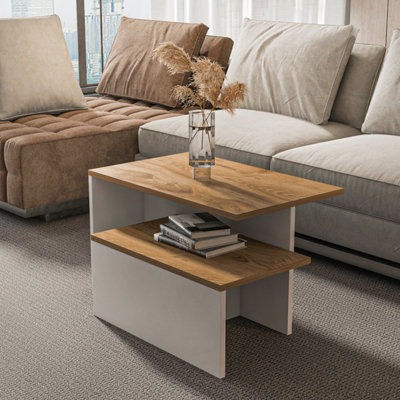 Decorotika Twins 2 Pieces Nesting Table - Oud White