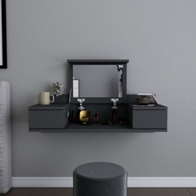 Decorotika Zen Floating Wall Mounted Vanity Desk with Mirror - Anthracite