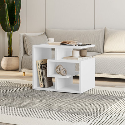 Decortie 4-Tier Labirent Coffee Table Modern Maze Design White H 45cm