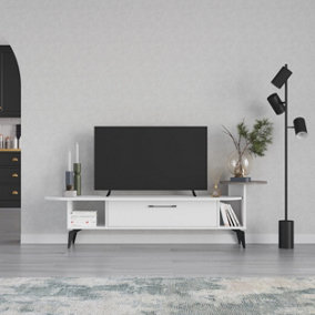 Decortie Ada Modern TV Stand Multimedia Centre TV Unit White Mocha Grey With Storage Cabinet 188cm