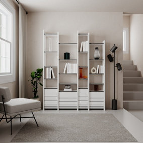 Decortie Arya Modern Bookcase Display Unit Room Separator White Anthracite Grey Tall 165cm