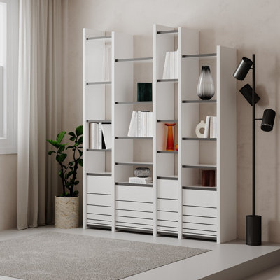 Decortie Arya Modern Bookcase Display Unit Room Separator White Anthracite Grey Tall 165cm