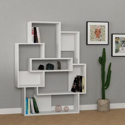 Decortie Barce Modern Bookcase Display Unit White Medium 132cm