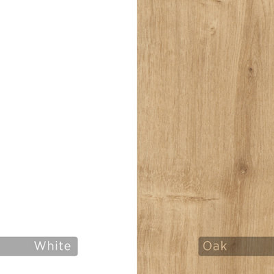 Decortie Barce Modern Bookcase Display Unit White Natural Oak Effect Medium 132cm
